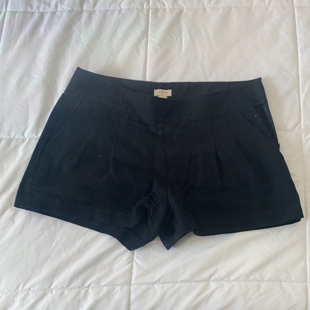 NWOT J Crew Women Black Cotton Linen Pleated Shorts Women's Size 4